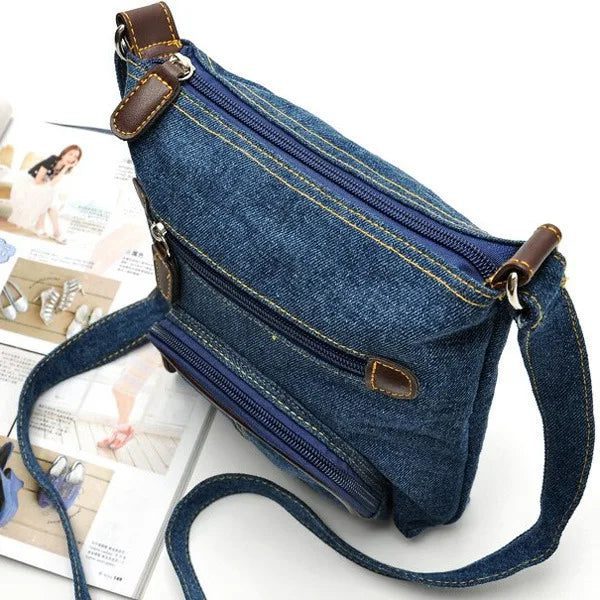 Adjustable Denim Crossbody Bag for Women