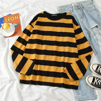 Women's Striped Cotton Long Sleeve T-Shirt