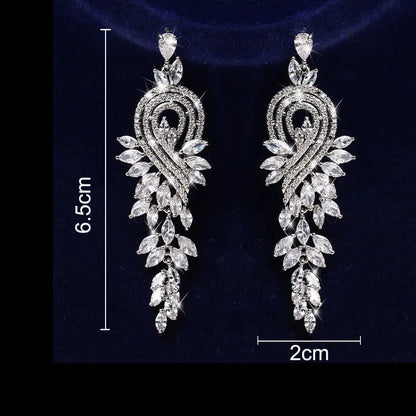 Elegant Long Zirconia Dangle Earrings for Weddings
