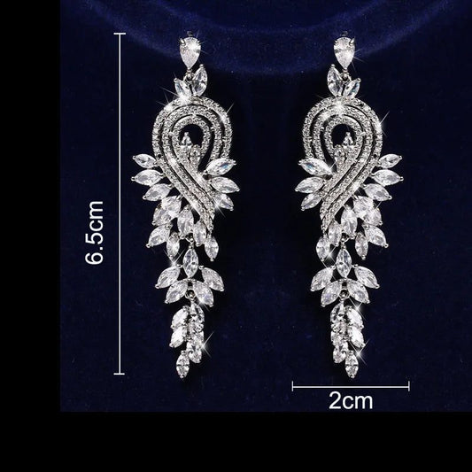 Elegant Long Zirconia Dangle Earrings for Weddings