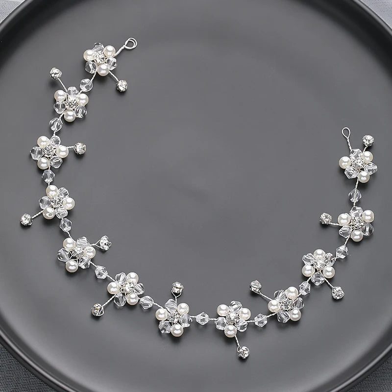 Handmade Silver Pearl Hair Bands for Weddings