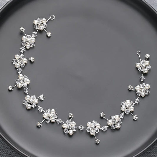 Handmade Silver Pearl Hair Bands for Weddings
