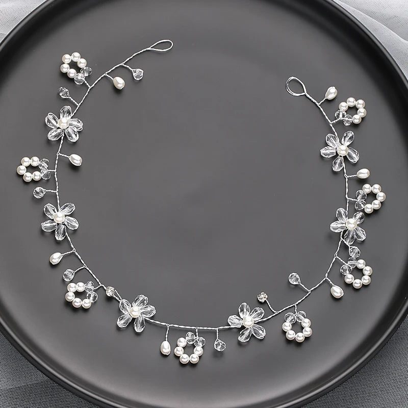 Handmade Silver Pearl Hair Bands for Weddings