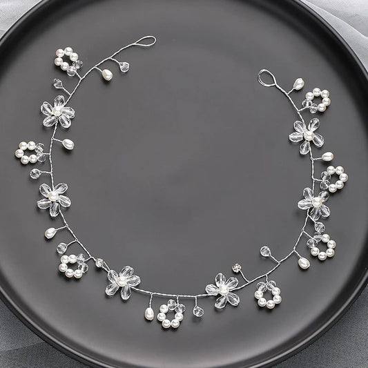 Handmade Silver Pearl Hair Bands for Weddings