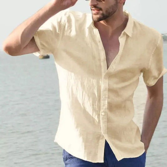 Men's Casual Short Sleeve Linen Shirt