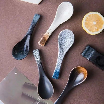 Creative Ceramic Soup Spoons for Japanese Dining