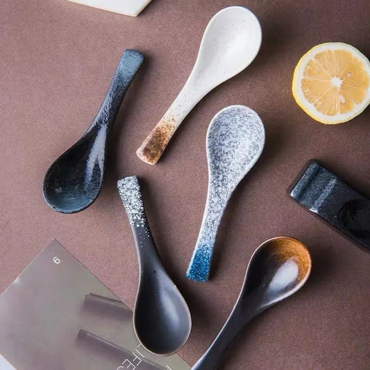 Creative Ceramic Soup Spoons for Japanese Dining