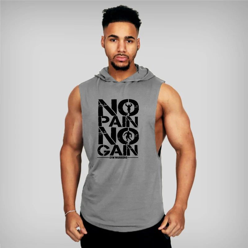 Men's Cotton Hooded Tank Top for Fitness