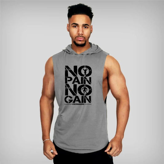 Men's Cotton Hooded Tank Top for Fitness