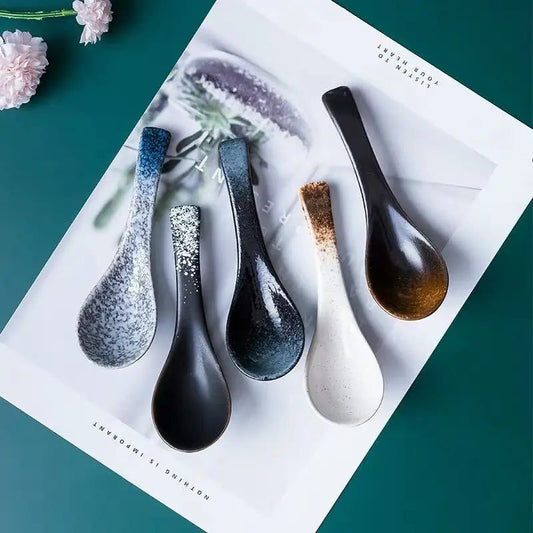 Creative Ceramic Soup Spoons for Japanese Dining