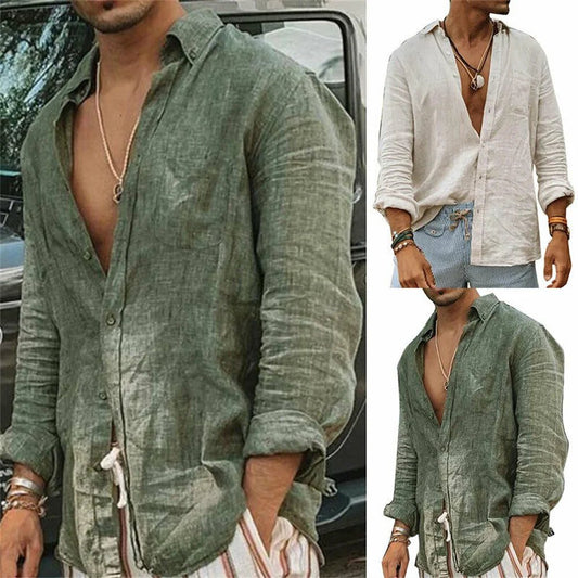2024 Casual Cotton Linen Shirts for Men