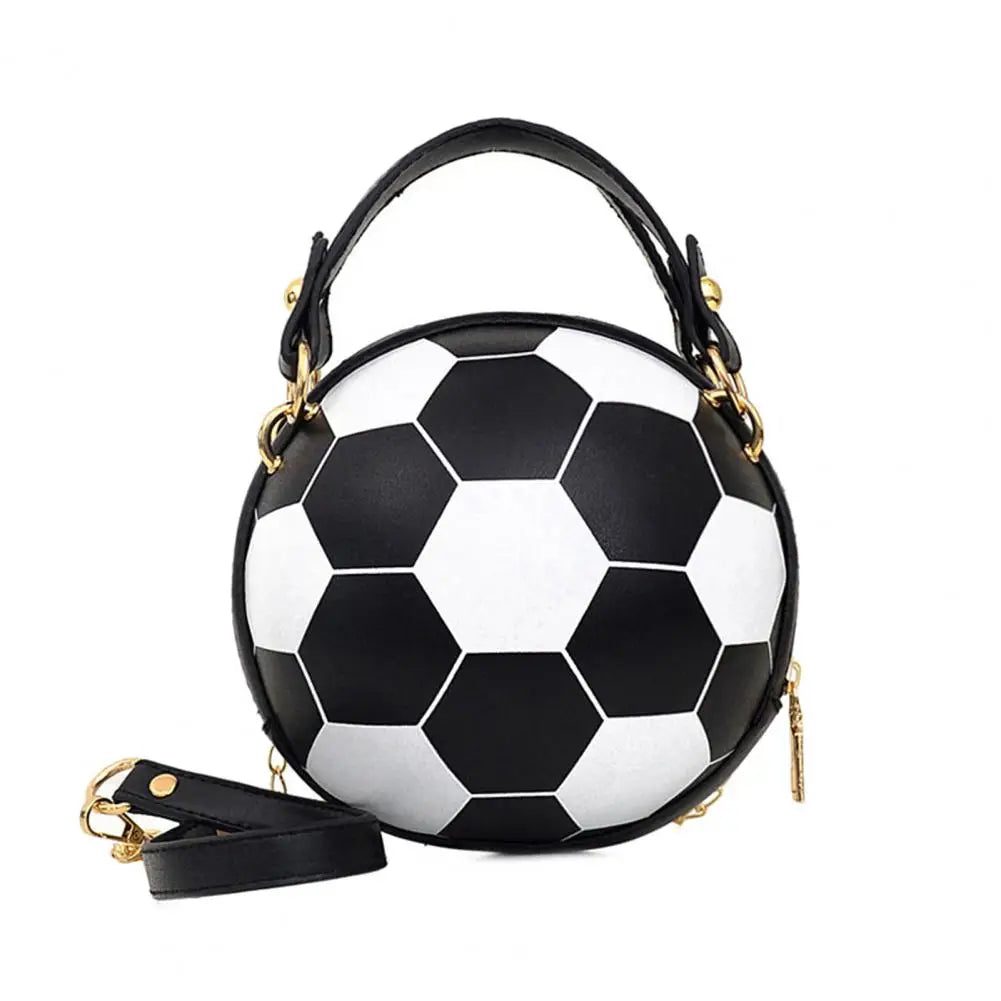 Chic Round Faux Leather Crossbody Handbag