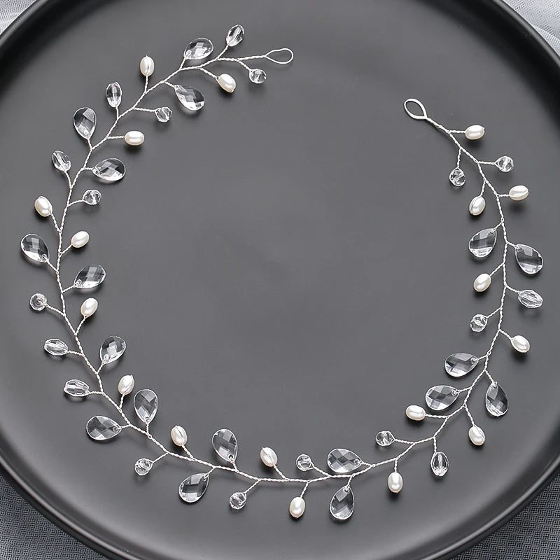 Handmade Silver Pearl Hair Bands for Weddings