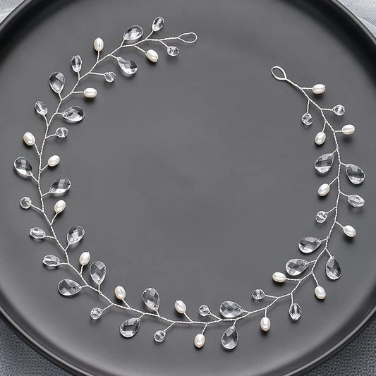 Handmade Silver Pearl Hair Bands for Weddings