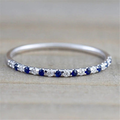 Natural Sapphire Engagement Ring in Sterling Silver