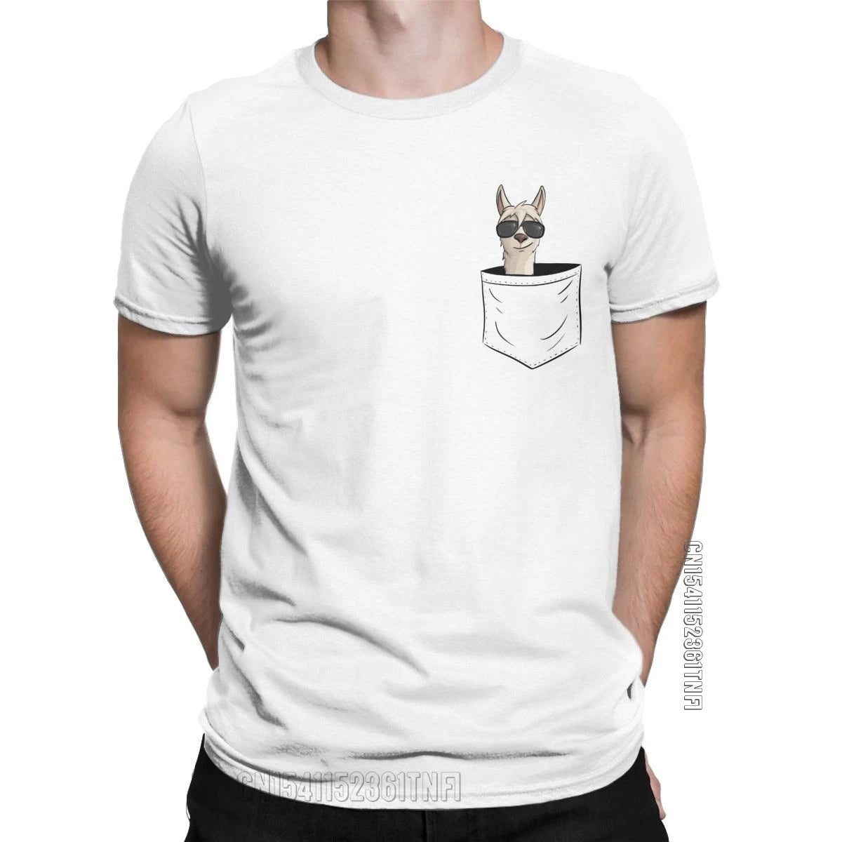 Cool Men's Alpaca Pocket T-Shirt with Sunglasses