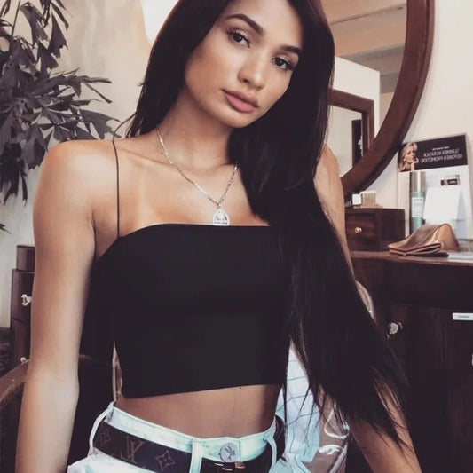 Women Spaghetti Strap Crop Top Sleeveless