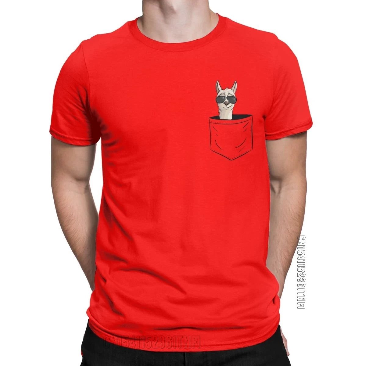 Cool Men's Alpaca Pocket T-Shirt with Sunglasses