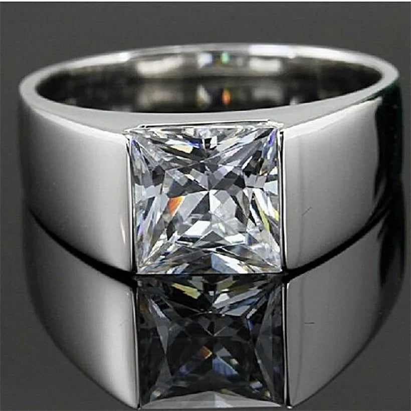 Men's 925 Sterling Silver Blue Sapphire Ring