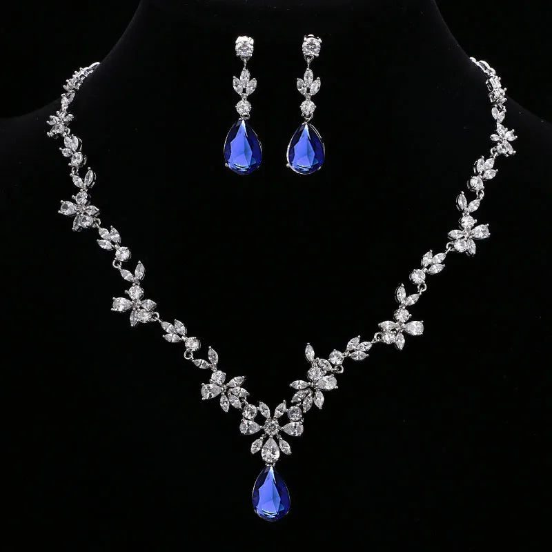 Elegant Crystal Water Drop Wedding Jewelry Sets