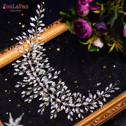 Bridal Rhinestone Flower Leaf Headband Tiara