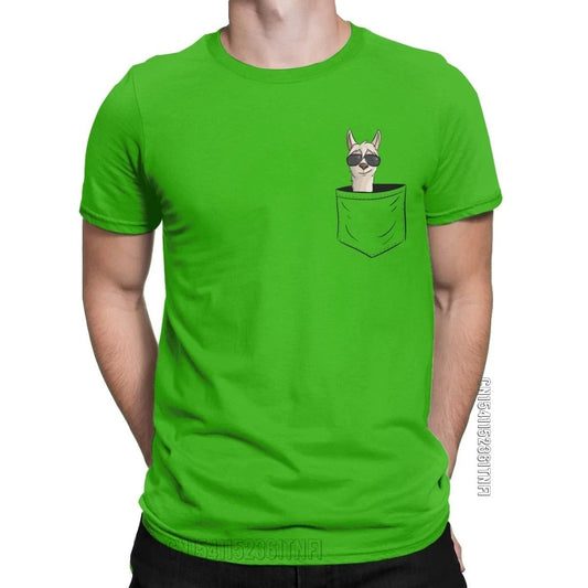 Cool Men's Alpaca Pocket T-Shirt with Sunglasses