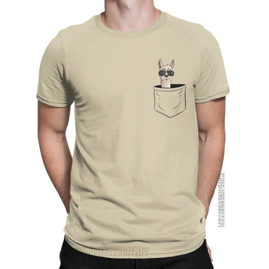 Cool Men's Alpaca Pocket T-Shirt with Sunglasses