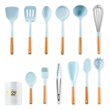 Blue Silicone Utensil Set for Effortless Cooking