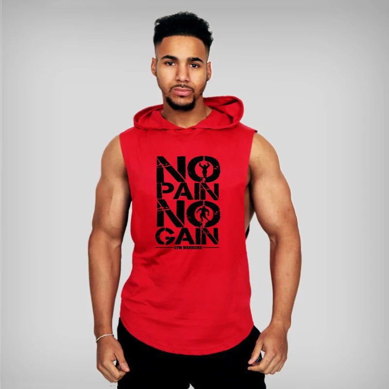 Men's Cotton Hooded Tank Top for Fitness