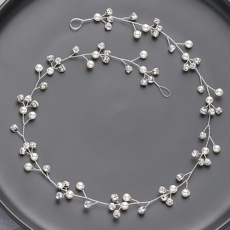 Handmade Silver Pearl Hair Bands for Weddings