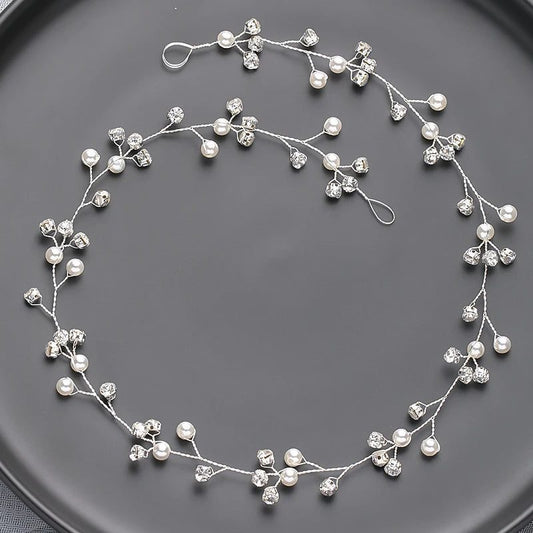 Handmade Silver Pearl Hair Bands for Weddings
