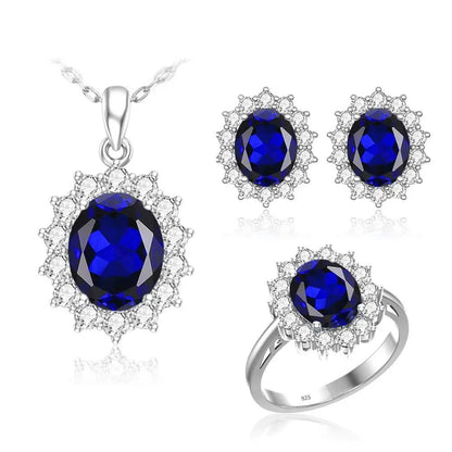 14K Gold Sapphire Jewelry Set for Women