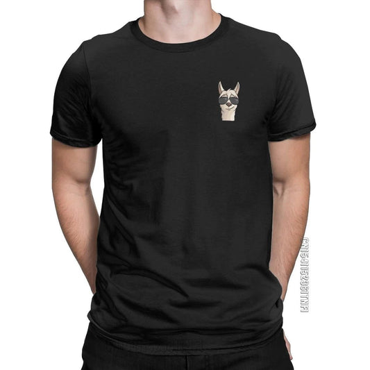 Cool Men's Alpaca Pocket T-Shirt with Sunglasses