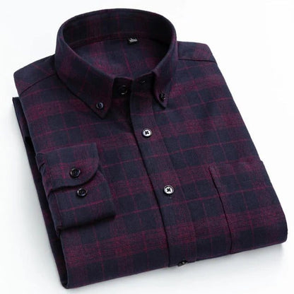 Men's Casual Flannel Shirt Long Sleeve Gingham
