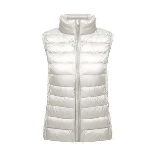 Slim White Sleeveless Down Vest Women Winter