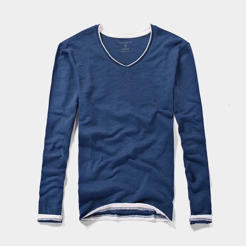 2023 Vintage V-Neck Long Sleeve T-Shirt