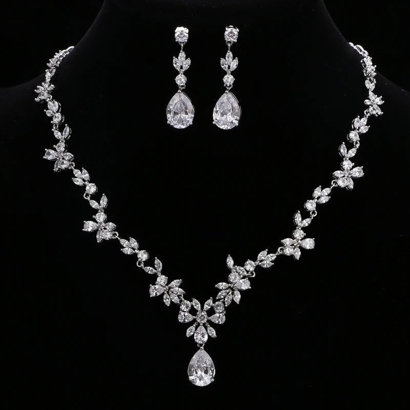 Elegant Crystal Water Drop Wedding Jewelry Sets