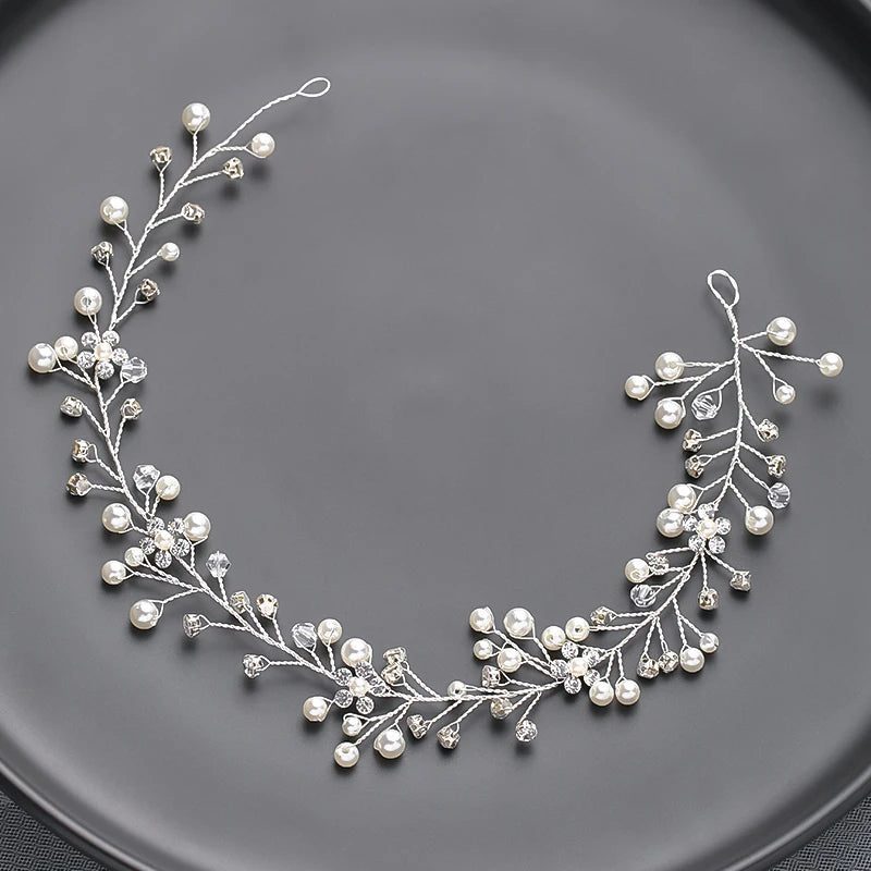 Handmade Silver Pearl Hair Bands for Weddings