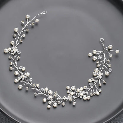 Handmade Silver Pearl Hair Bands for Weddings