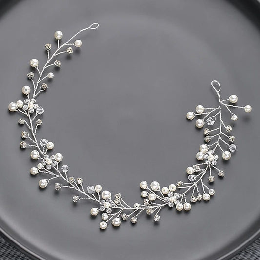Handmade Silver Pearl Hair Bands for Weddings