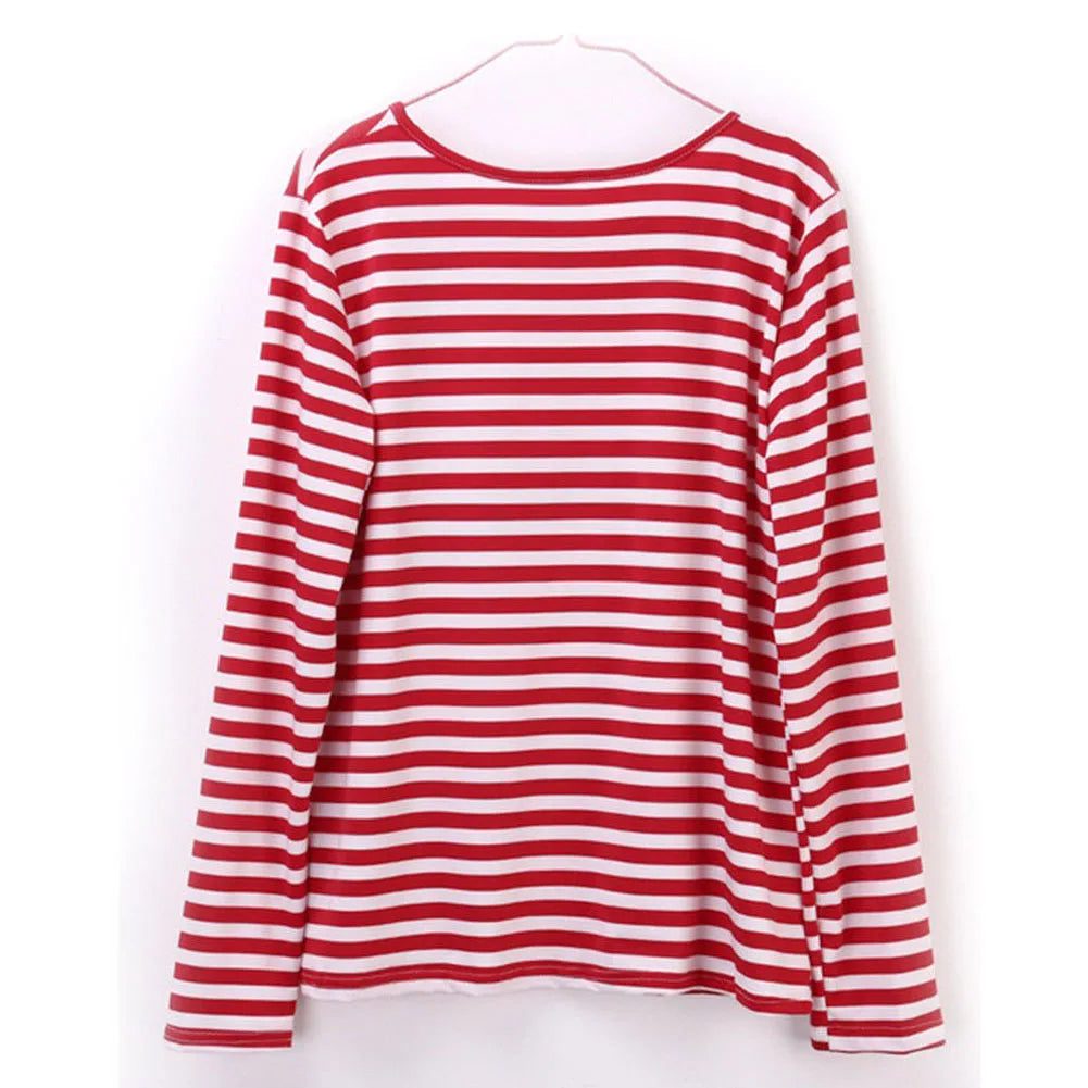 Trendy Red Striped Cotton T-Shirts for Women