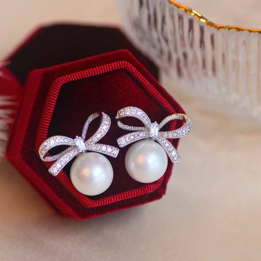 Luxury Bowknot Stud Earrings for Weddings
