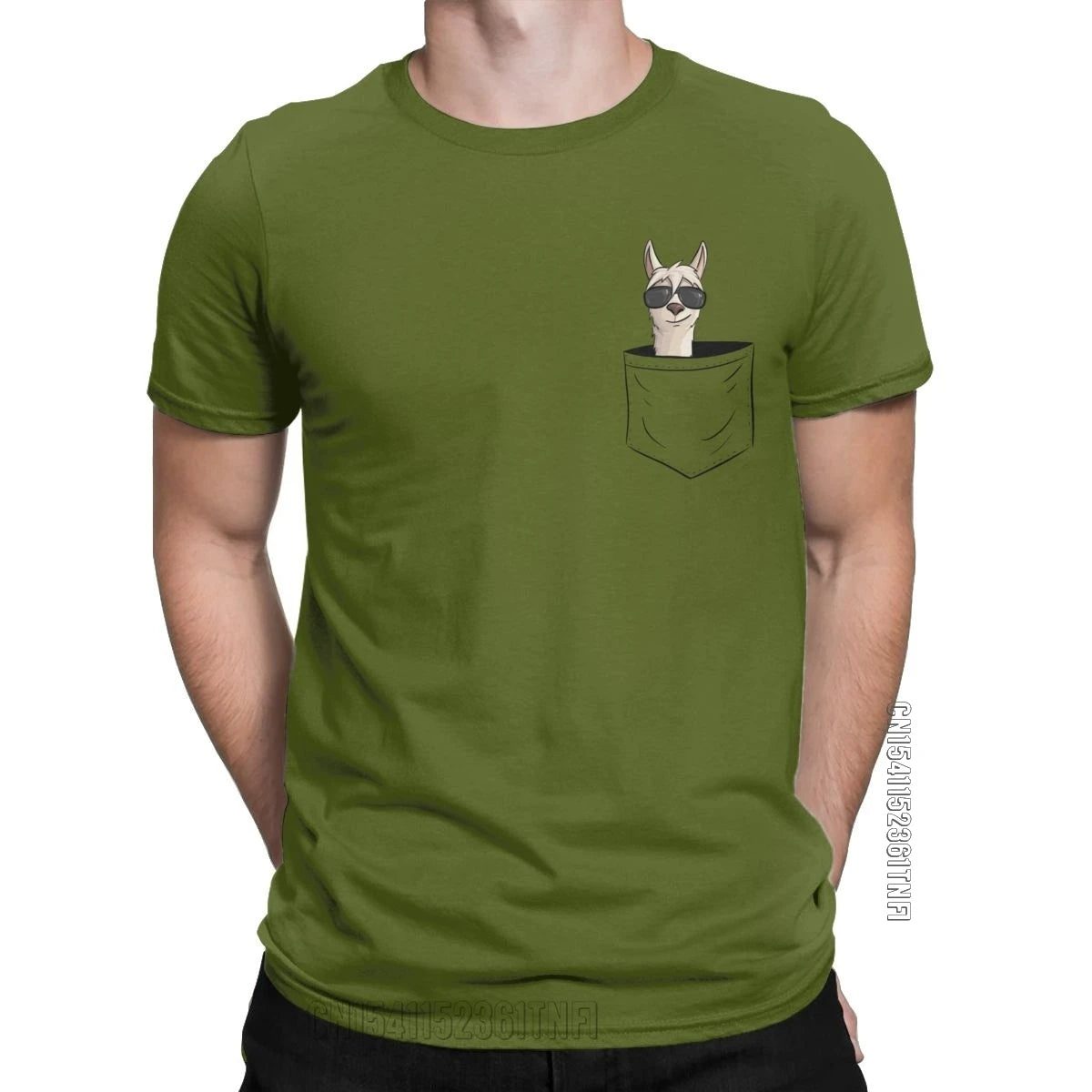 Cool Men's Alpaca Pocket T-Shirt with Sunglasses