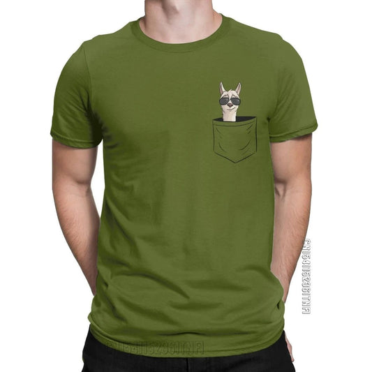 Cool Men's Alpaca Pocket T-Shirt with Sunglasses