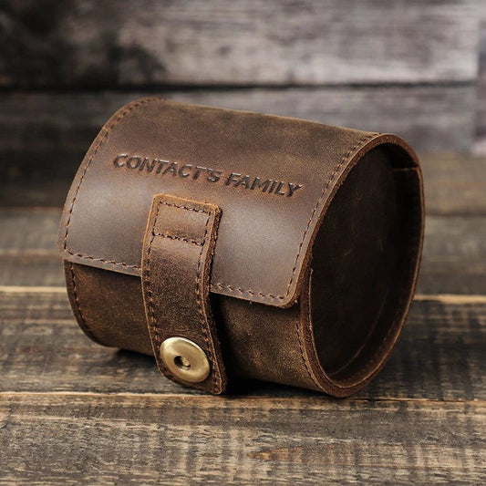 Portable Vintage Cow Leather Watch Roll Case