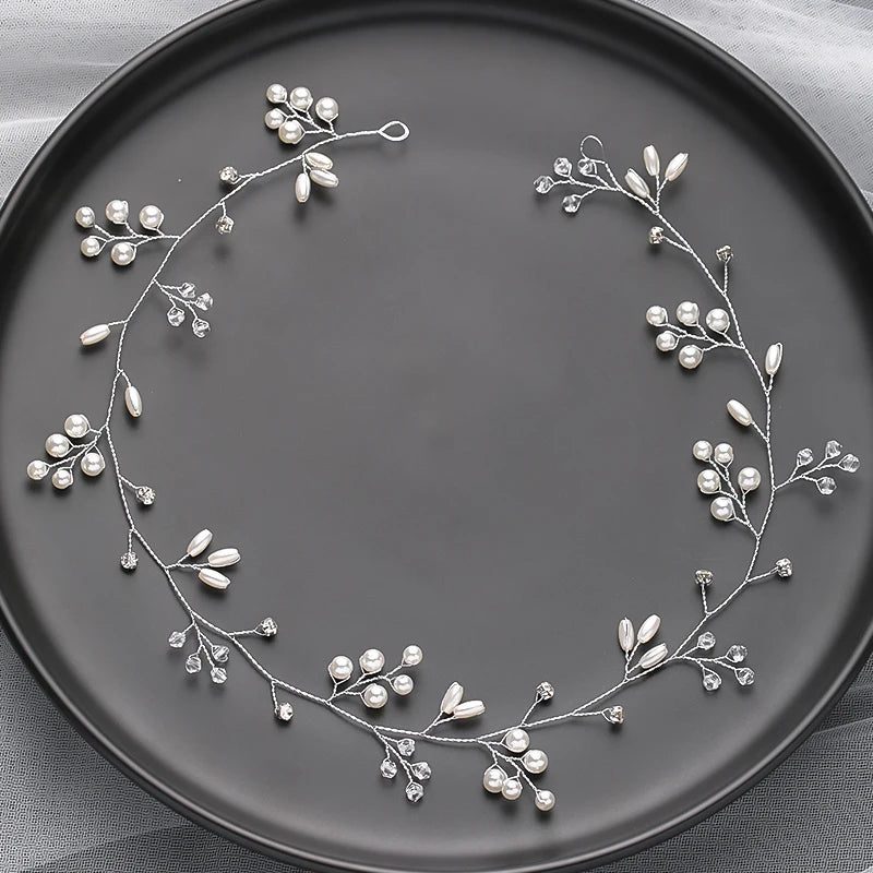 Handmade Silver Pearl Hair Bands for Weddings