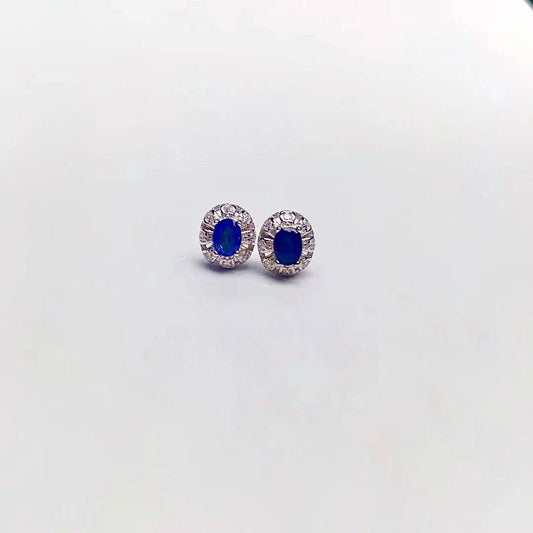 Natural Blue Sapphire Stud Earrings 3mm 4mm