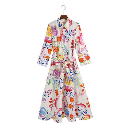 Chic Vintage Floral Midi Dress for Women