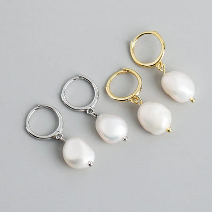 Trendy Irregular Pearl Stainless Steel Stud Earrings
