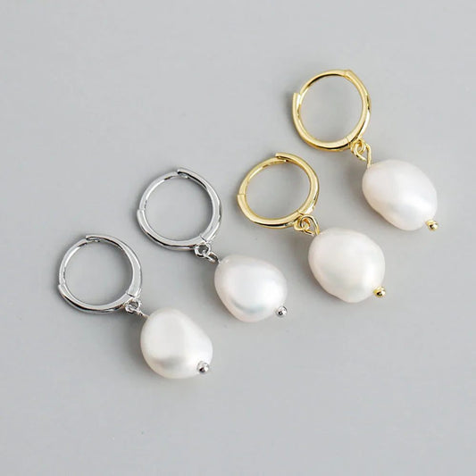 Trendy Irregular Pearl Stainless Steel Stud Earrings